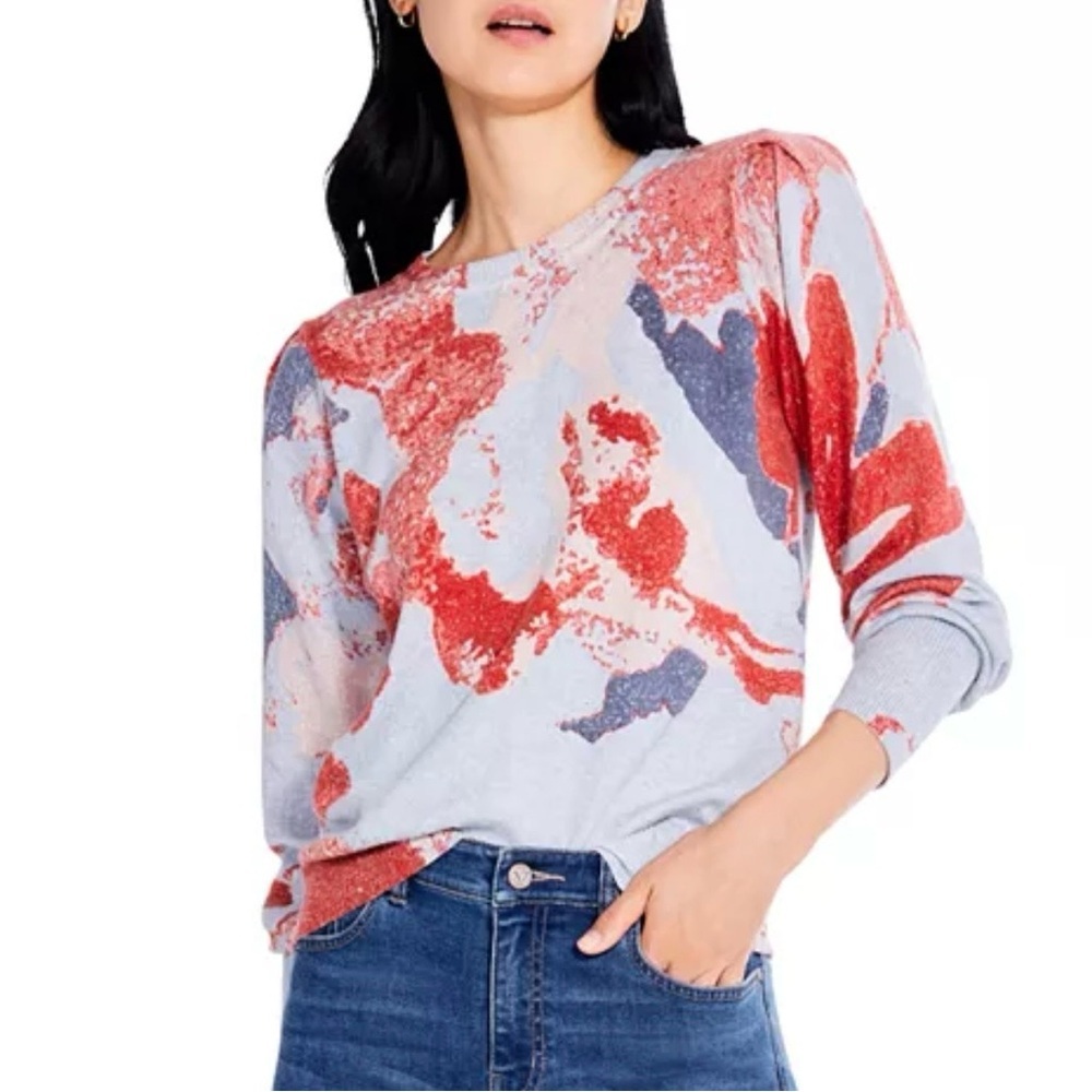 Nic+Zoe Pressed Petals Sweater Cotton Blend Office